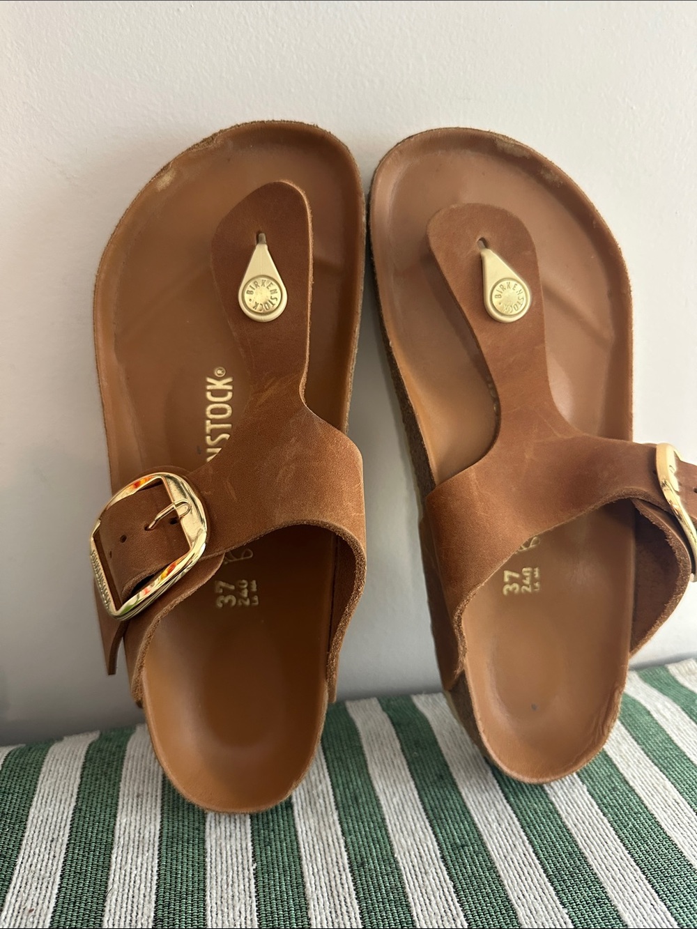 Birkenstock Brown Leather Buckle Toe-Post Sandals
